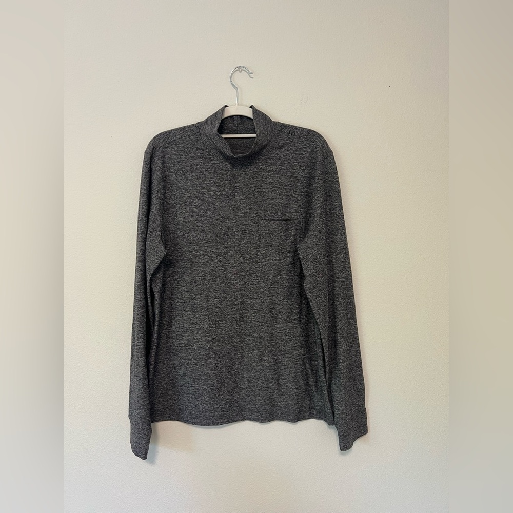Lululemon Mens Heather Gray Mock-Neck Long Sleeve Shirt
